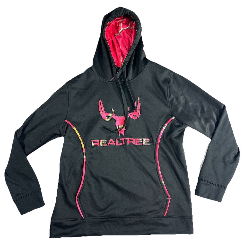 Realtree by Cottonwood Canyon Women’s Hoodie Small Black Pink Camo Logo Pullover - Picture 3 of 9